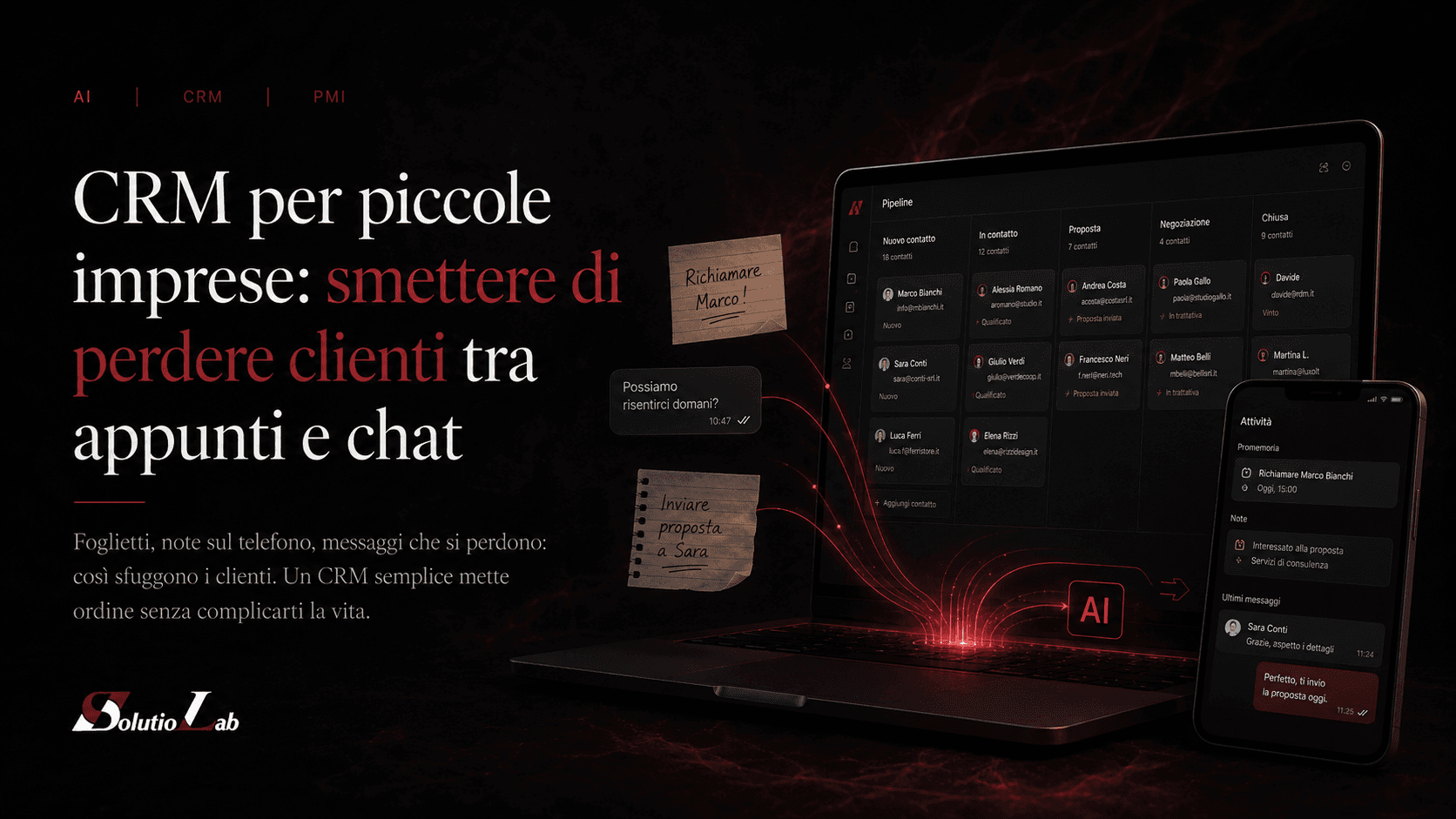 CRM per piccole imprese: smettere di perdere clienti tra appunti e chat